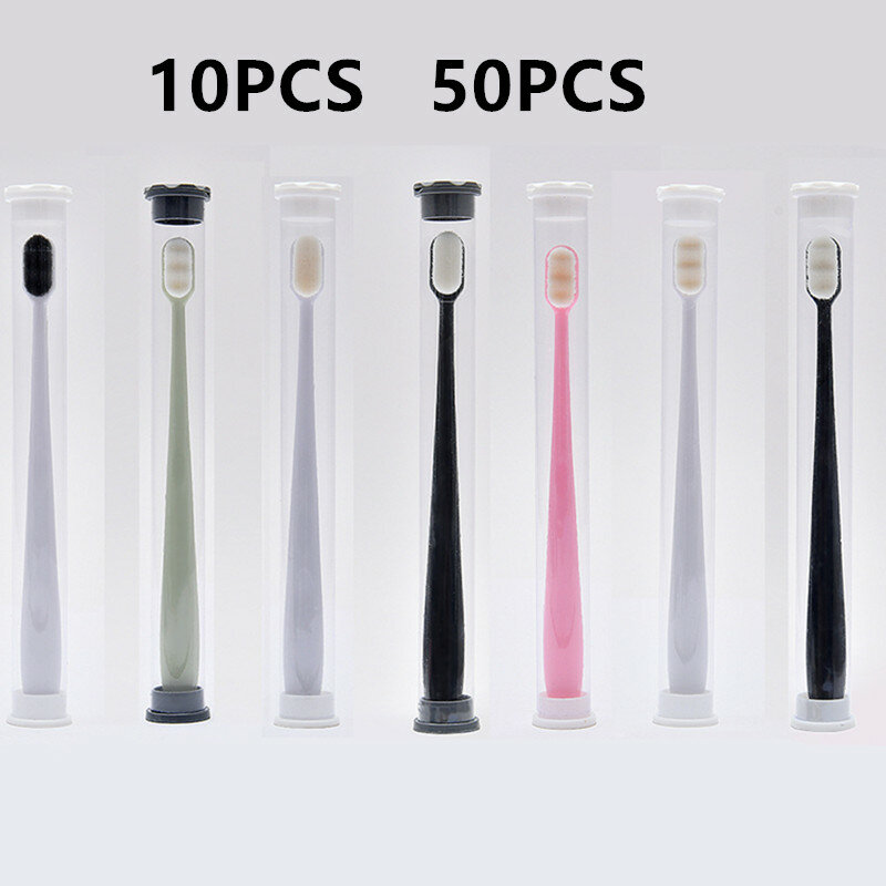 Wholesale 10PCS 50PCS Portable Ultra-thin Super Soft Toothbrush Eco-friendly Travel Outdoor Use Teeth Care Tooth Cleaning 4#