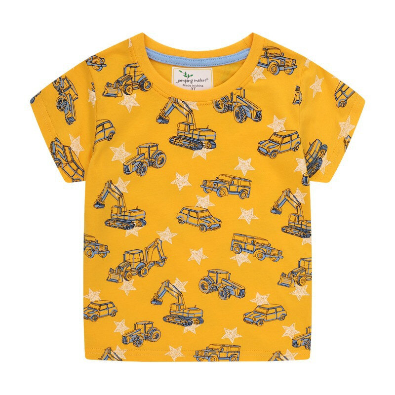 2022 Summer Clothing T Shirt Boys Girls Engineering Car Baby Kids Children Cotton Short Sleeves Car Print Tee Toddler