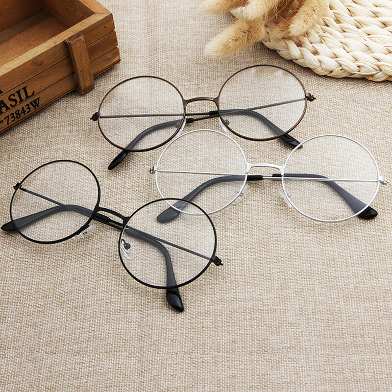 2022 nowe klasyczne Retro okrągłe metalowe okulary ramki okrągłe obiektywy płaskie krótkowzroczność optyczne lustro proste metalowe damskie/oprawki do męskich okularów