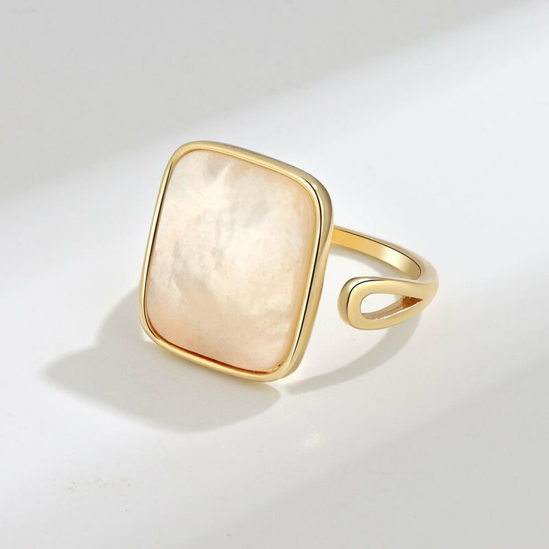 Женское кольцо из серебра 100% пробы, с квадратным камнем и жемчугом
