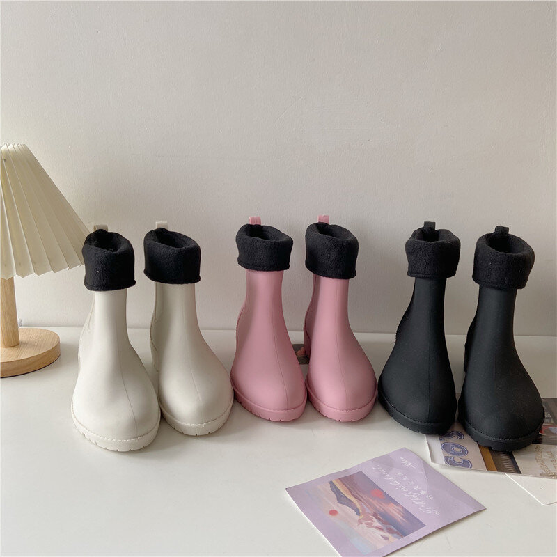 Sepatu Bot untuk Wanita Sepatu Bot Hujan Luar Hangat Kerja Tahan Air Sepatu Bot Hujan Pendek Wanita Dewasa Sepatu Bot Antiselip Plus Sepatu Bot Air Beludru