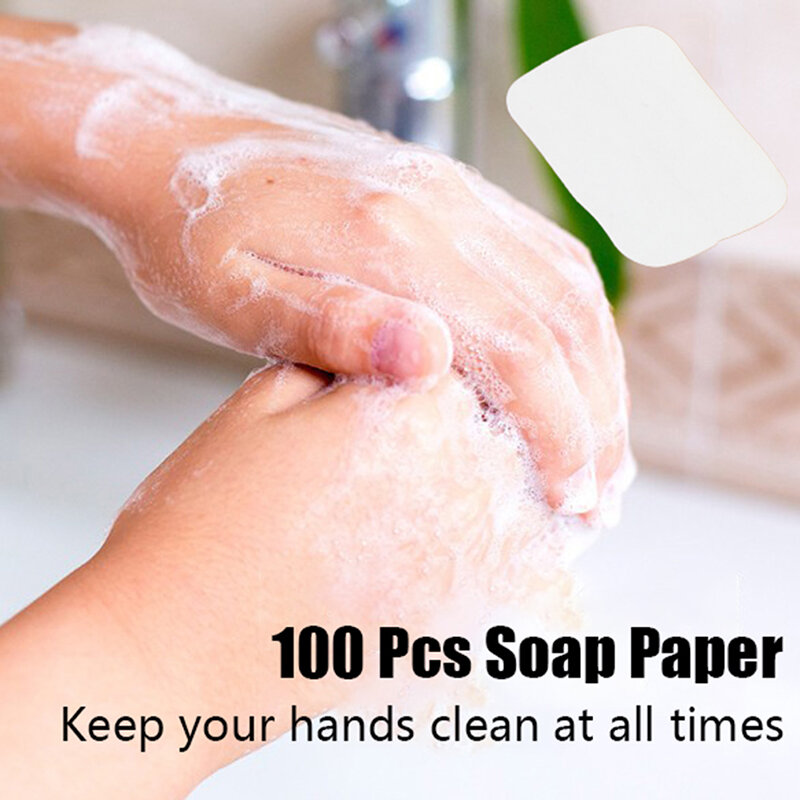 100 pçs/lote banho portátil lavar a mão folhas de fatia viagem ao ar livre perfumado espuma sabão papel banho sabão limpo comprimidos