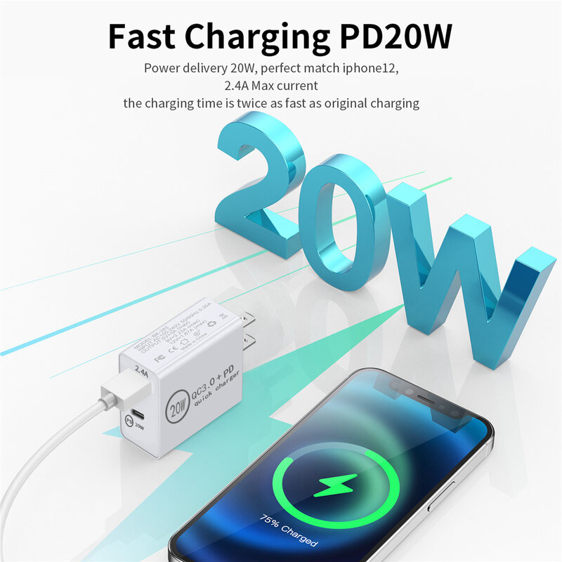 Chargeur USB 20W PD Quick Charge 3.0 pour téléphones, adaptateur pour iPhone 14 13 Redmi Samsung Huawei