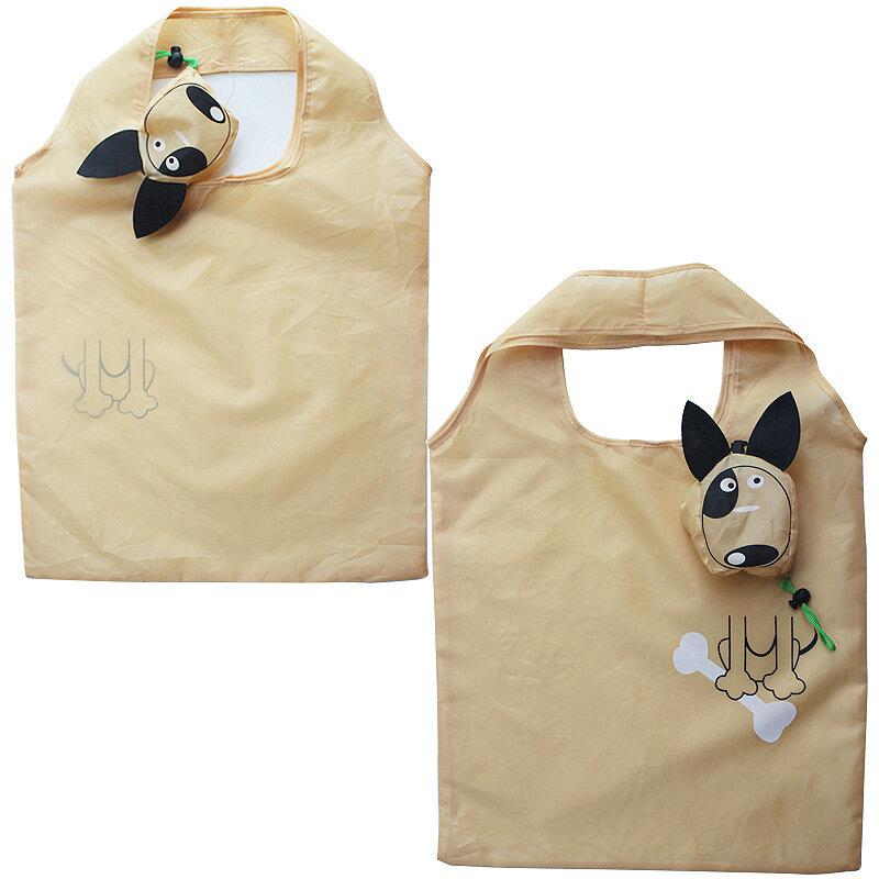 New Animals Cute Dog Useful Nylon Foldable Folding Eco Reusable Shopping Bags 2023 Hot Sale