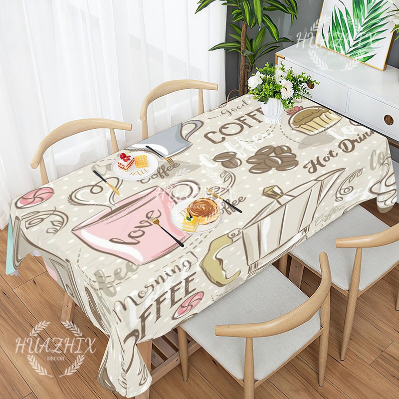 Ретро Koffie Patroon Tafelkleed Waterdicht tafel для свадебной вечеринки перезаряжаемый домашний текстиль