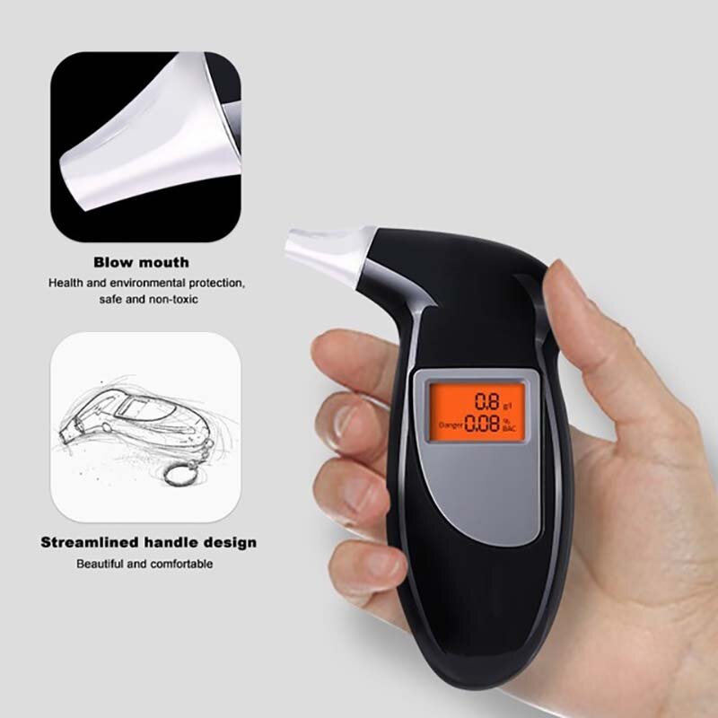 1PCS Handheld Backlight Digital Alcohol Tester Digital Alcohol Breath Tester Breathalyzer Analyzer LCD Detector Backlight Light