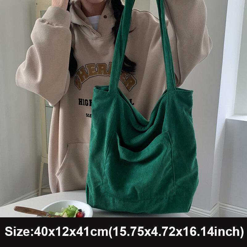 Large Capacity Shoulder Bags for Women Female Handbags 6 Solid Colors Corduroy Tote Casual Canvas Shoulder Bags Woman Big Bolsas