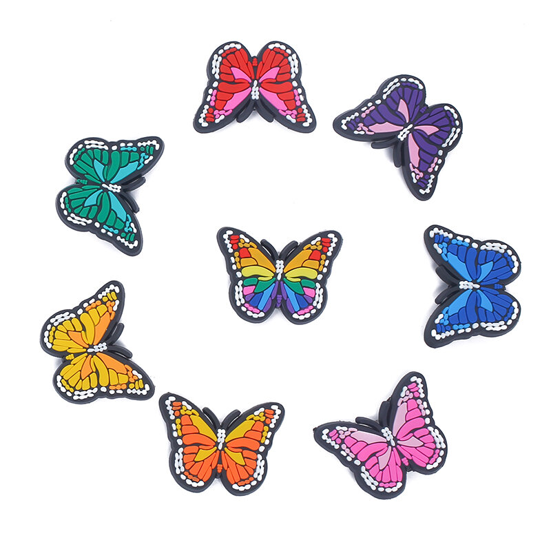 Hot Sale 1PCS Butterfly Icon Silicon Shoes Charms Cartoon Animal Croc Accessories Buckles Women Girls Gifts Wristband Decor DIY
