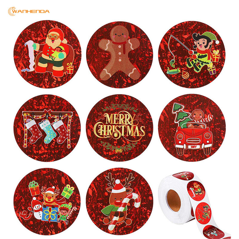 500Pcs/Roll Merry Christmas Stickers DIY Gift Package Label Envelope Stationery Decor