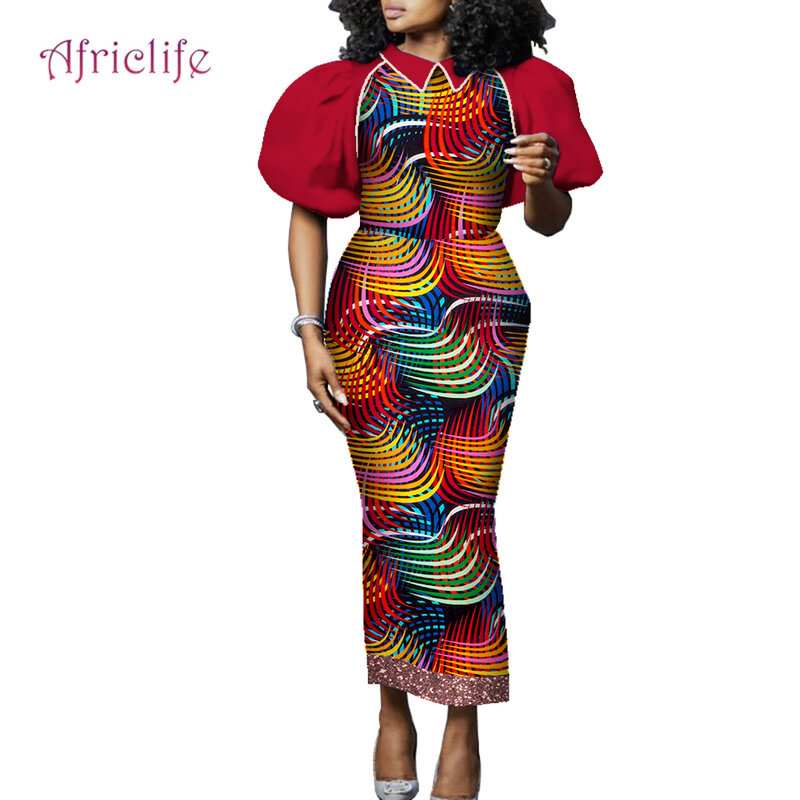 Gaun Wanita Ukuran Besar Musim Panas Pakaian Ankara Premium Afrika Wanita Pakaian Perca Kain Katun Print Lilin Kain Besar WY8855