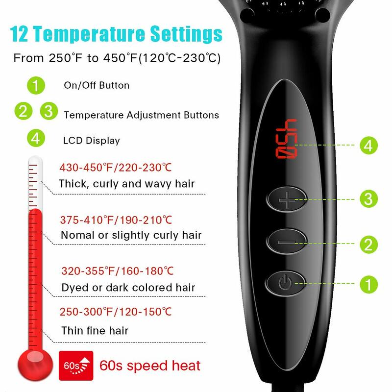 Beard Hot Air Comb Newest Electric Straight and Curling Comb Men Beard Comb Hair Styling Tool Wet and Dry Straightening Comb