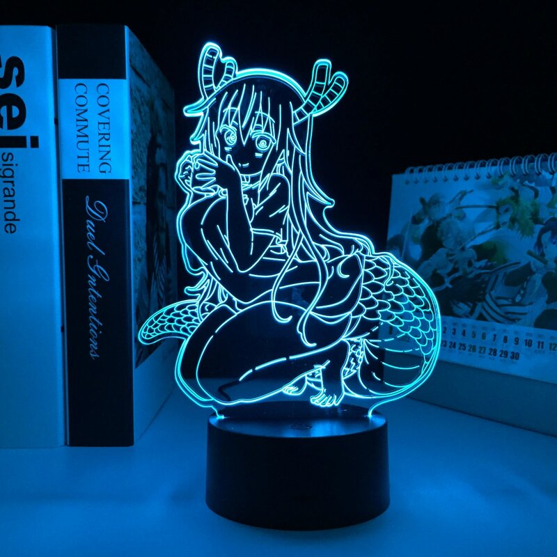 Figur Dragon Maid Kohru LED Lampu Malam untuk Dekorasi Kamar Tidur Lampu Hadiah Ulang Tahun Manga Anime Miss Tohru Light