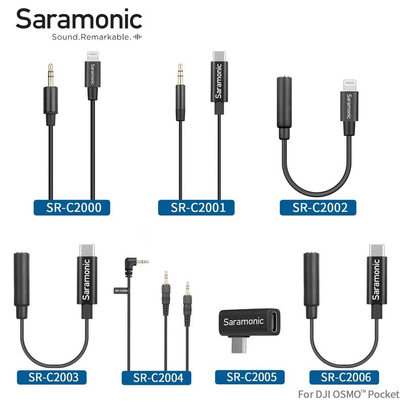 Saramonic สายอะแดปเตอร์เสียงสำหรับไมโครโฟนไร้สาย PC โทรศัพท์มือถือ DJI iPhone Android Youtube สาย SR-C2000 Series
