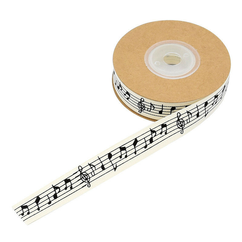 15mm impresso folha música artesanal algodão fita laço para decoração de natal diy costura tecido
