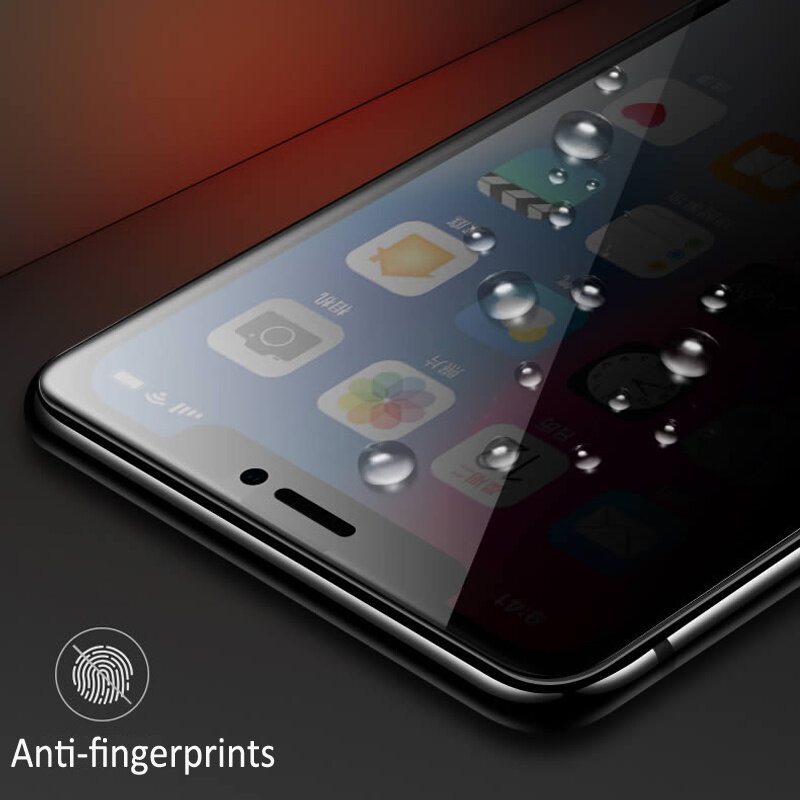 Tempered Glass Anti-Spy Privasi Pada 8 7 6 S 6 Pelindung Layar Iphone 11 12 13 Mini Pro untuk Max For X Xr Xs Penutup Film Pelindung
