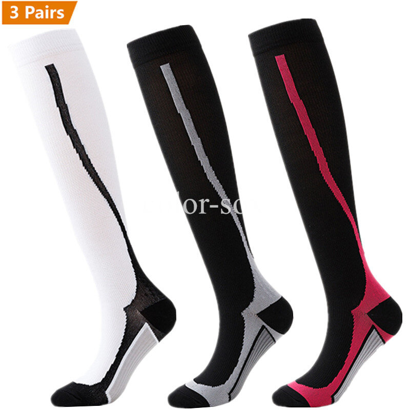 3 Pairs Lot Pack Wholesale Compression Socks Running Hiking Crossfit Sports Socks Anti-Fatigue Compression Socks Bulk Sale