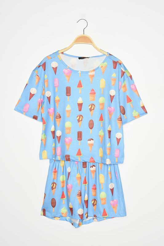 Трикотажная пижама с принтом Trendyol THMSS21PT1076
