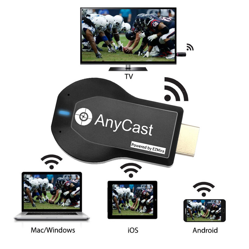 와이파이 스틱 오리지널 1080P 무선 와이파이 디스플레이 TV 동글 수신기, DLNA Miracast, Airplay, AnyCast M2 Plus tv 스틱