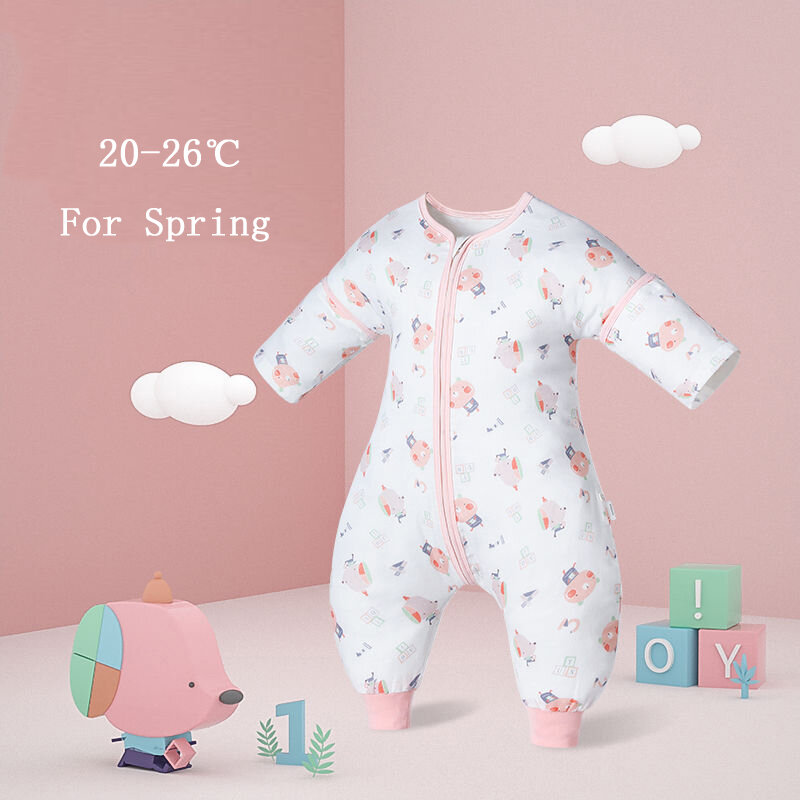 Sac de couchage pour bébé, combinaison pyjama en gaze douce, design de dessin animé, pour enfant en bas âge, printemps-automne