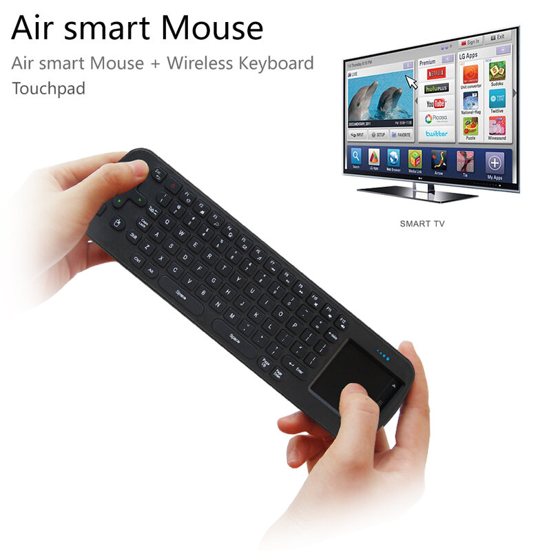 Inggris Rusia Measy RC11 Gyroscope RC12 TouchPad Air Fly Mouse untuk TV Box Tablet PC Gaming Keyboard 2.4G Wireless Keyboard