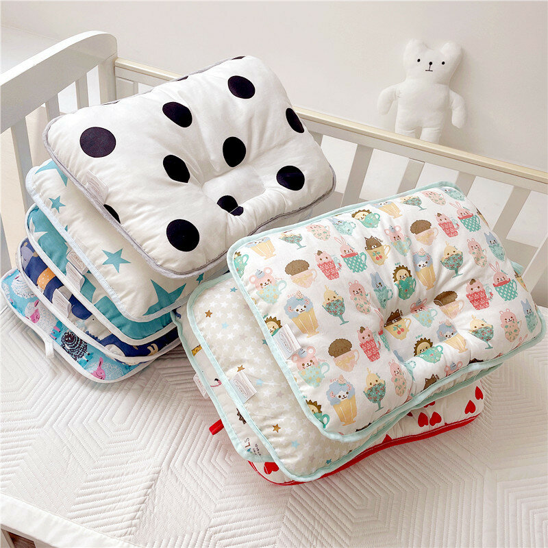 Newborn Infant Toddlers Baby Pillow For Sleeping Cotton Cartoon Printing Super Soft Small Pillows Washable Kids Pillows Bedding