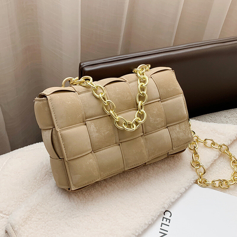 Free Shipping Braided Frosted Portable Square Luxury Designer 2022 Fashion Chain Shoulder Messenger Texture Women's Bag Handbag