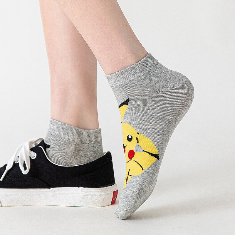 5 Pairs Casual Summer Pikachu Women Socks Cartoon Japanese Fashion Socks Kawaii Harajuku Cotton Short Socks Anime Cute Socks