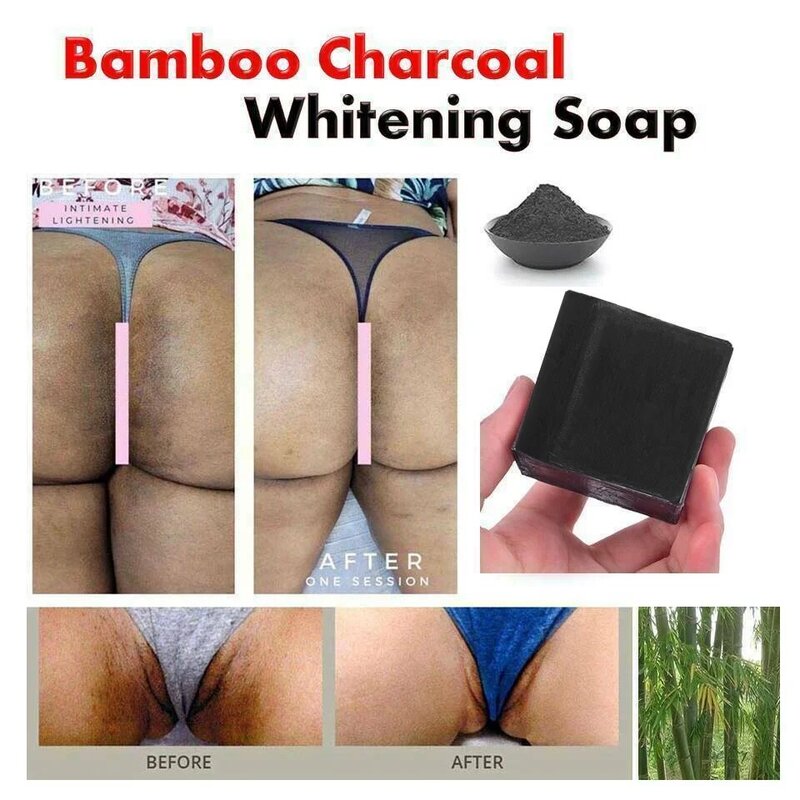Bamboo Charcoal Whitening Handmade Soap Lighten Dark Bikini Line Bleaching Remove Labia Dulln Skin Darkness Skin Dim Cleansing