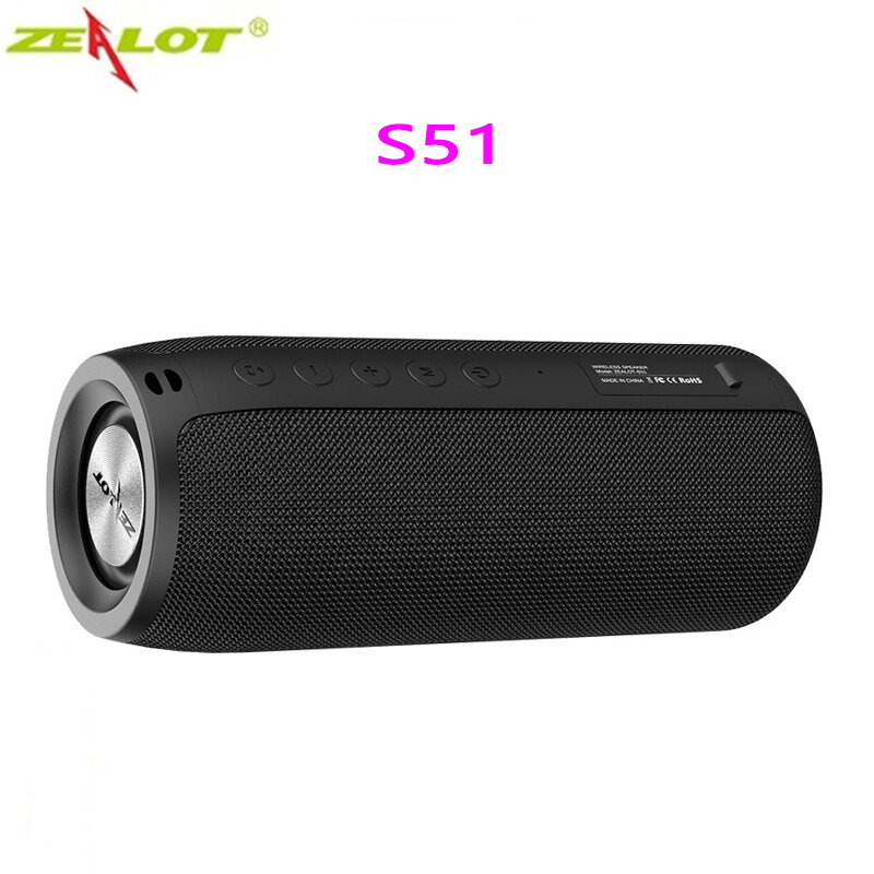 Suitable for ZEALOT S51 Powerful Bluetooth Speaker Wireless Portable Subwoofer Waterproof Speaker Support TF, TWS, U Disk