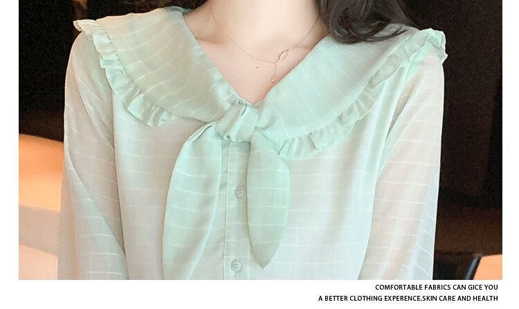 2022 여름 드레스 아기 칼라 셔츠 슈퍼 요정 디자인 감각 소수 민족 외국 스타일 쉬폰 셔츠 여성 짧은 소매 022E, 531-6