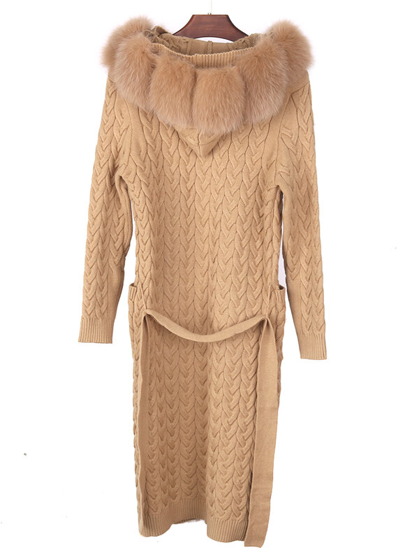2022 neue Winter Fuchs Pelz Pullover Natürliche Pelz Pullover Reale Natürliche Wolle Warme Oberbekleidung Frauen Echt Fox Pelz Strickjacke