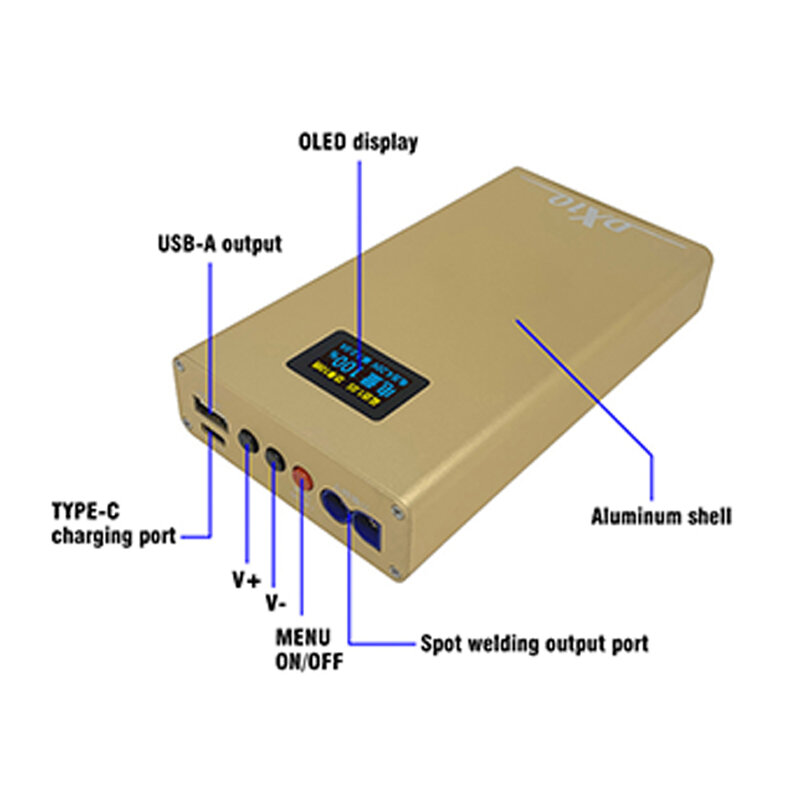 Mini Machine à souder par points DX10, affichage OLED, 1-100 vitesses, soudage par points réglable pour batterie 18650, 10600mAh