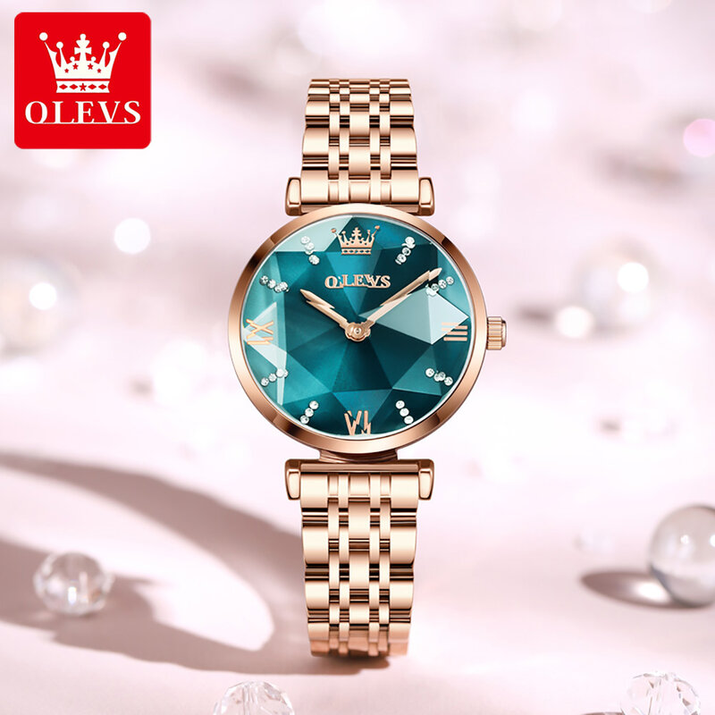 Olevs moda na moda relógio de luxo para mulher quartzo pulseira de aço inoxidável à prova dwaterproof água