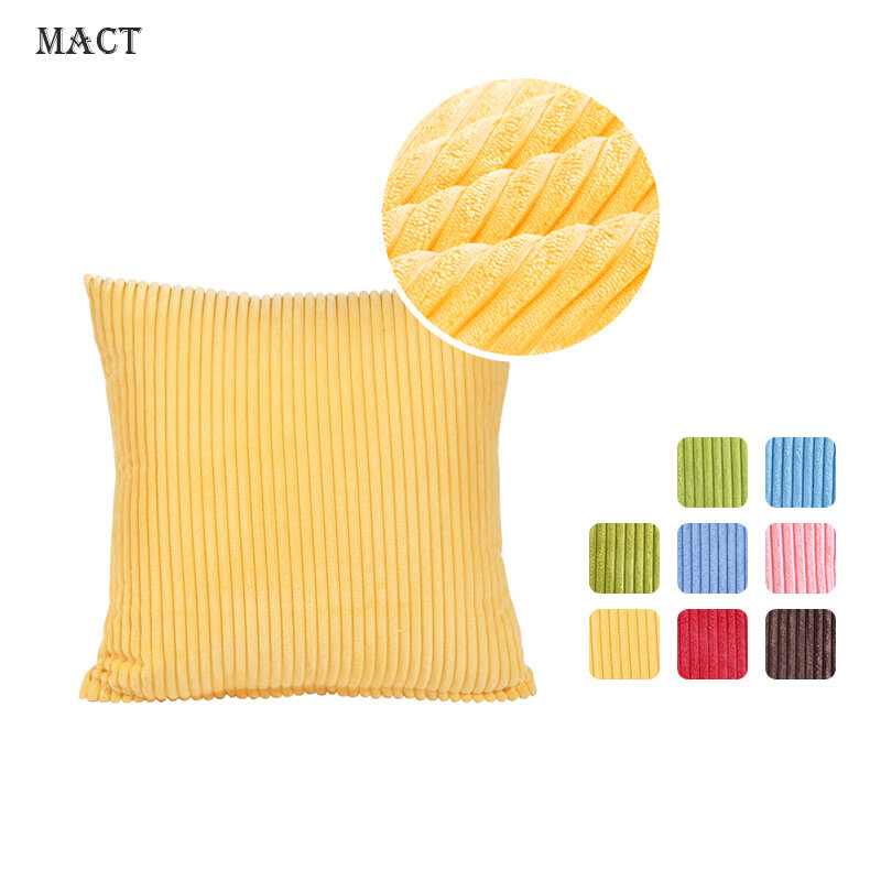 MACT Striped Corduroy Decorative Pillow Cover Super Cozy Square Throw Pillowcase Cushion Case for Bed Couch Sofa Living Room