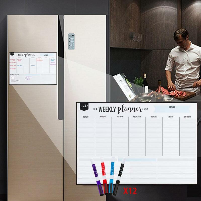 Acrylic Planner Dry Erase Weekly Calendar Magnetic Refrigerator 16.5''x11.8'' Erase Calendar Dry Board Weekly Daily Monthly K8B7
