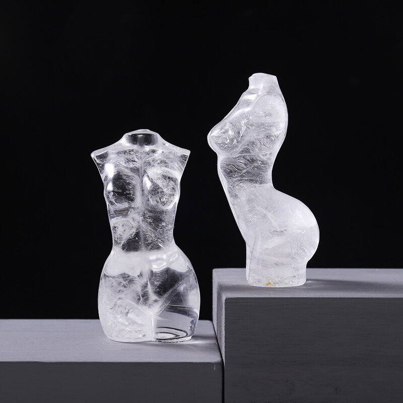 Natuurlijke Witte Kristal Godin Standbeeld Vrouw Torso Energie Gem Body Sculptuur Feng Shui Healing Edelsteen Decor Quartz Gift