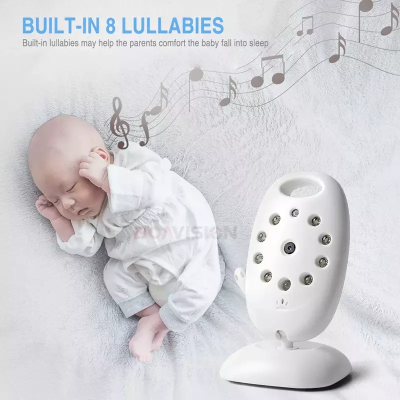 VB601 Monitor Bayi Video Nirkabel 2.0 ''LCD Pengasuh Bayi 2 Arah Bicara Visi Malam Suhu Keamanan Pengasuh Kamera 8 Lula