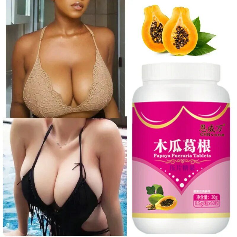 Breast Enhancement Pills Papaya Pueraria Capsules Women's Breast Enlargement Becomes Bigger Walking Sexy Woman
