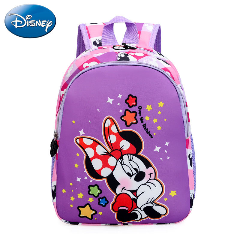 Disney-mochila escolar de Minnie Mouse para niños y niñas, morral pequeño de dibujos animados, antipérdida