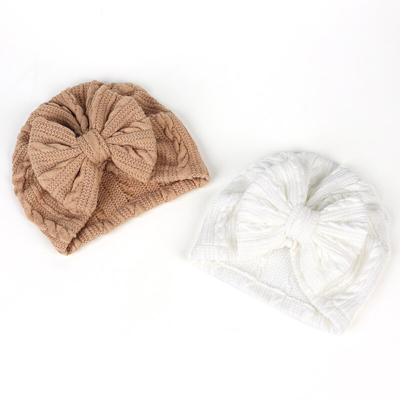 赤ちゃん用のかわいい弓付き帽子,綿のヘッドギア,幼児用の帽子,新生児用キャップ,0〜36m,春と秋