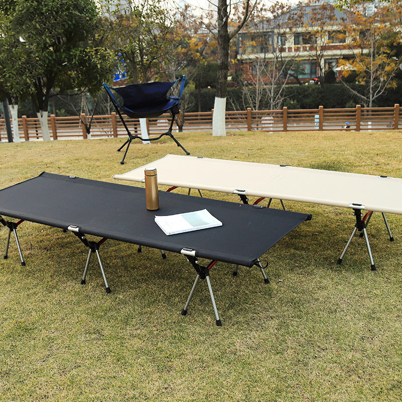 Cama plegable de aleación fácil, tumbona de oficina, individual, para acampar al aire libre, portátil