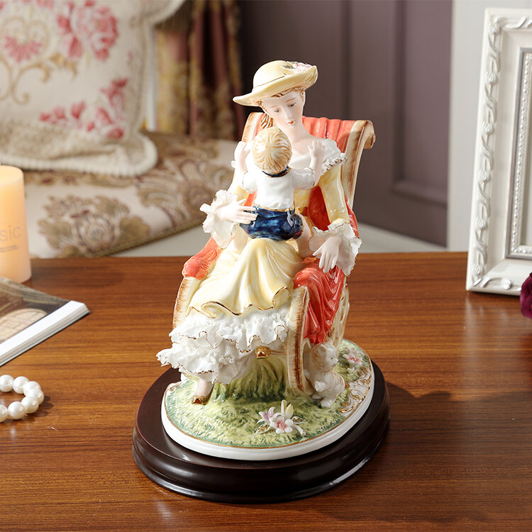 Figurine européenne en céramique, ornements chauds mère-enfant, ameublement de maison, FIGURINES de salon, artisanat, décoration de TABLE de bureau