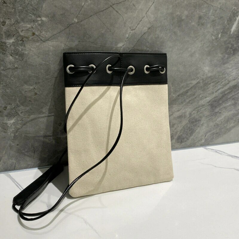 Bolso de lona para mujer, bolsa de boca con cordón, diseño de nicho, tendencia, un solo hombro, Diagonal, a la moda, sencillo, 132308