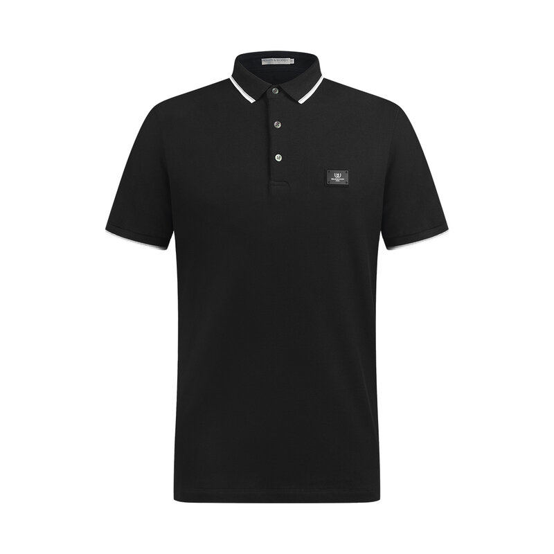 HELLEN & WOODY Sommer Leder Tasche Polo-T-shirt für Männer Kurzarm Bodenbildung 100% Baumwolle Tops Tees Anzug Business Casual