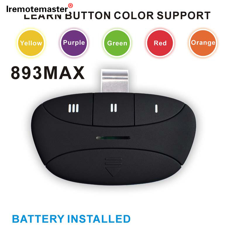 For 893MAX Remote Garage Door Opener for Liftmaster Craftsman Chamberlain Purple Red Orange Green Yellow Learn Button