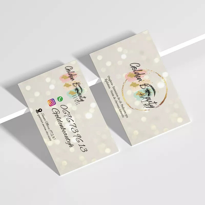 100 قطعة بطاقة عمل ورقية مع شعار مخصص الطباعة العضوية 300gsm ورقة بالألوان الكاملة على الوجهين الطباعة بطاقات الأعمال