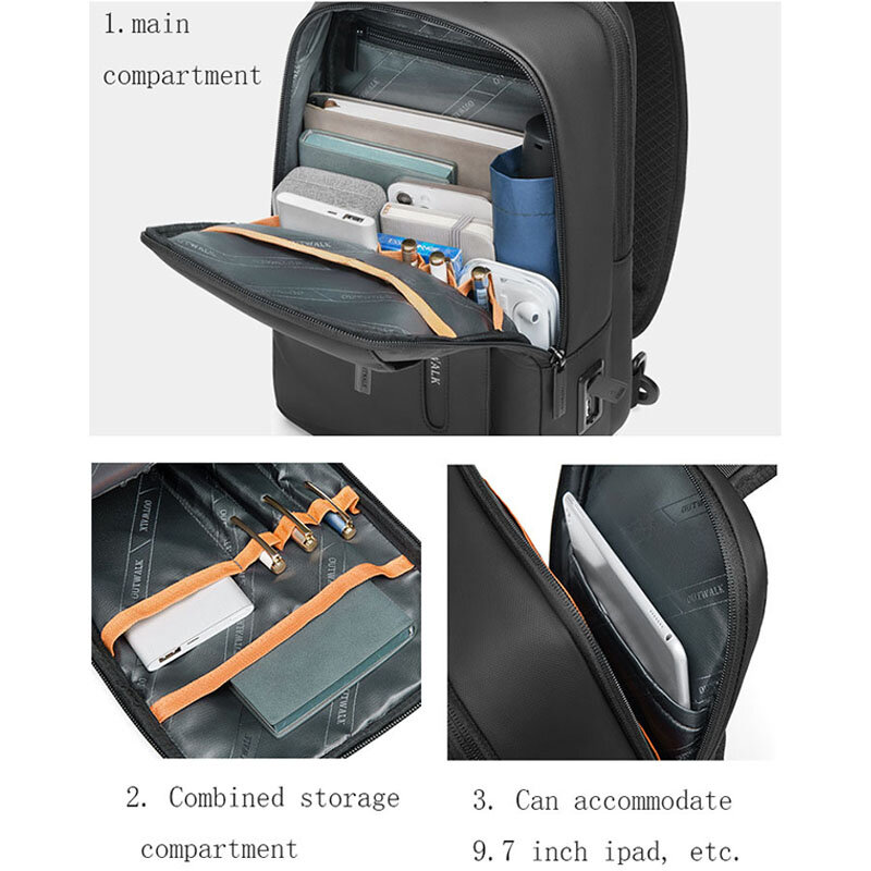 الرجال مكافحة سرقة متعددة الوظائف USB حقيبة كتف مقاوم للماء السفر رسول Crossbody الصدر حقيبة رافعة حزمة للذكور النساء الإناث