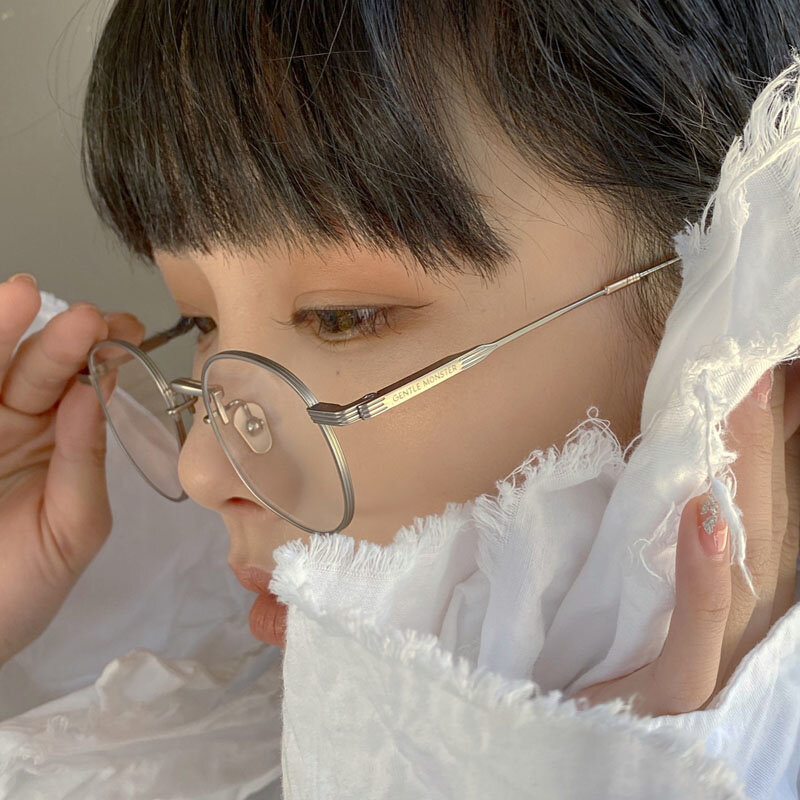 Kacamata Baca MONSTER Lembut Wanita Pria Anti Cahaya Biru Memblokir Bingkai Kacamata Modis Mata GM Paduan Bulat Desainer Bening