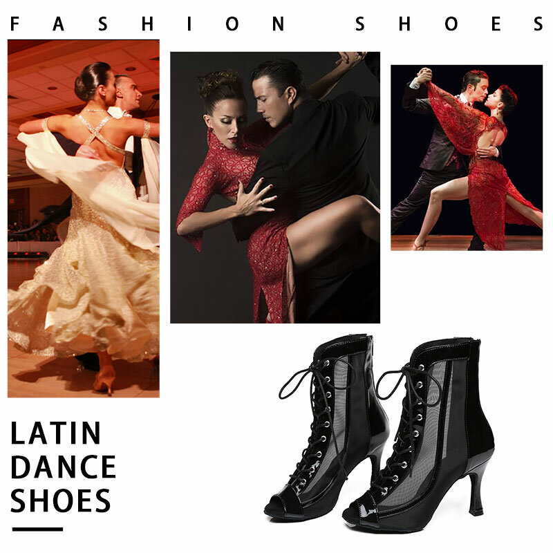 SWDZM-Botas latinas de tacón alto para mujer, zapatos sexys de tacón alto para baile de salón, Tango, Salsa, botas de baile