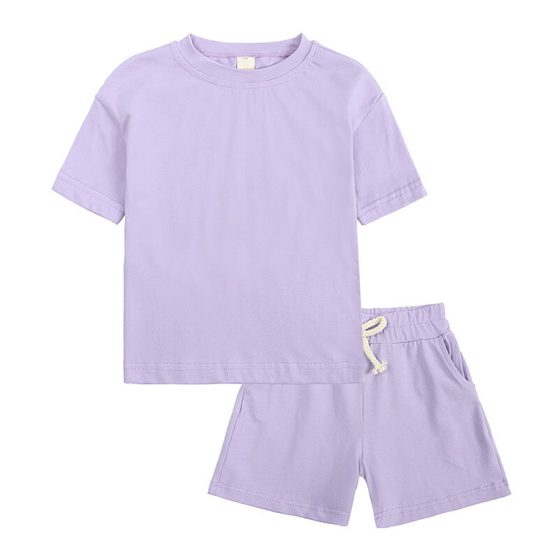 Conjunto de ropa deportiva para niños, camisetas de manga corta, pantalones cortos de cintura elástica, conjuntos de 2 piezas, trajes de bebé 2022